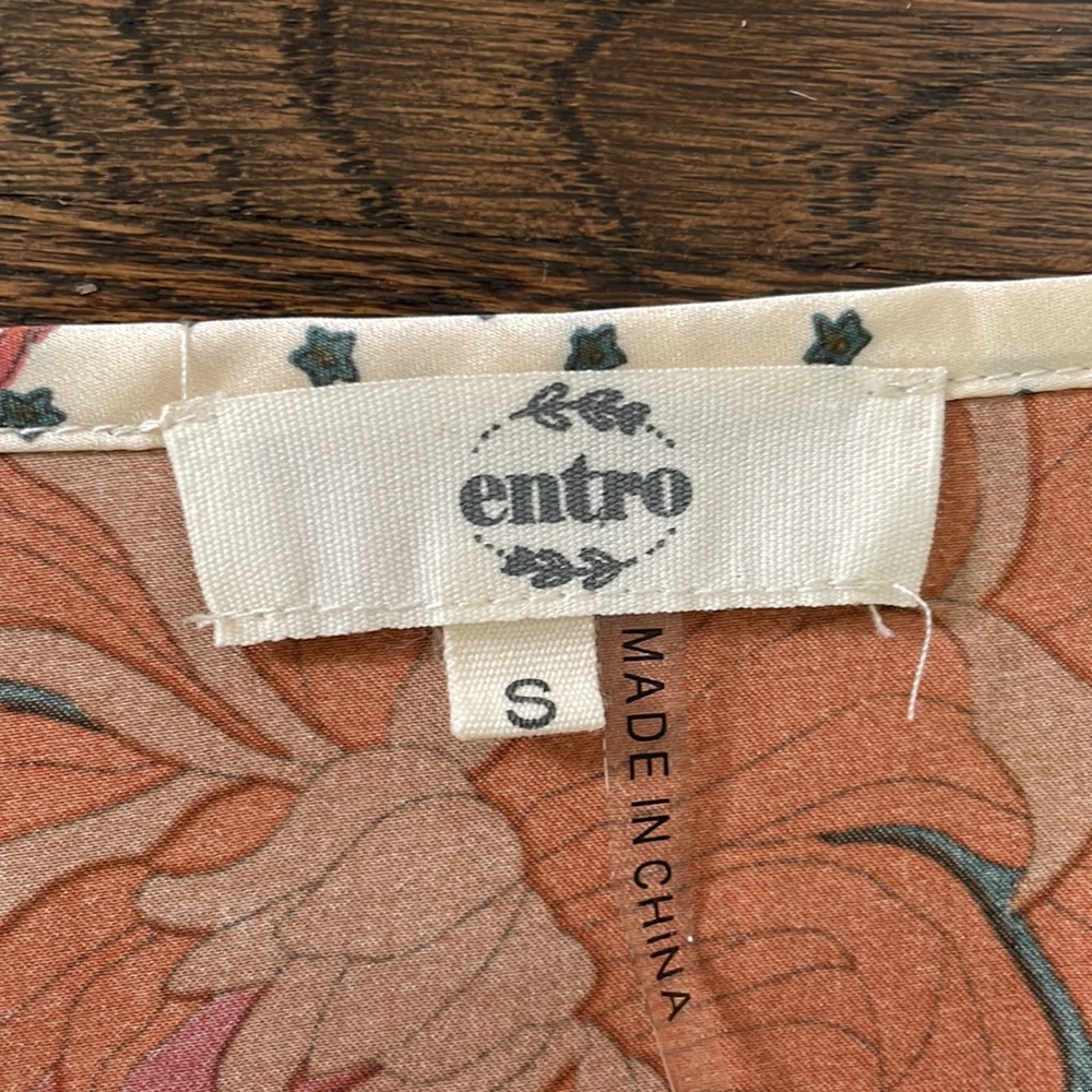 Entro Floral Print Blouse - Cream and Brown - Picture 2 of 4